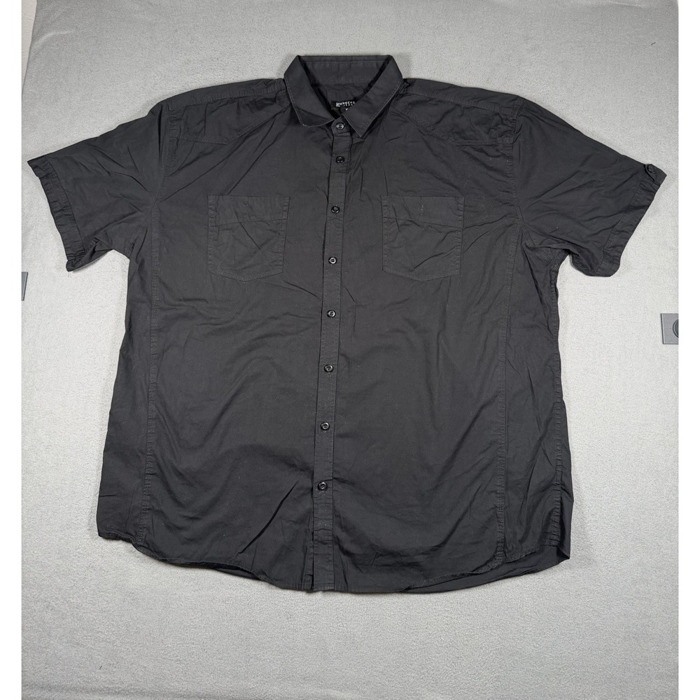 Knockout Jeans Shirt 4XB Big Black Short Sleeve Button Up Casual Men